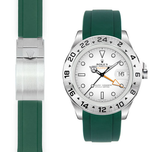 Curved End Rubber Strap for Rolex Explorer II 42mm Deployant (Produced between 2011-2020)