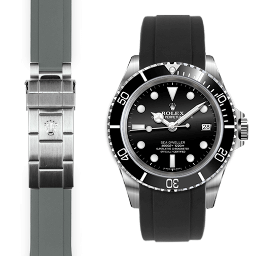Curved End Rubber Strap for Rolex Sea-Dweller Deployant