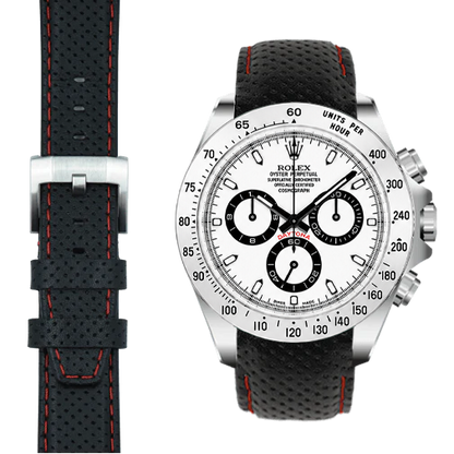 Curved End Racing Leather Strap for Rolex Daytona with Tang Buckle