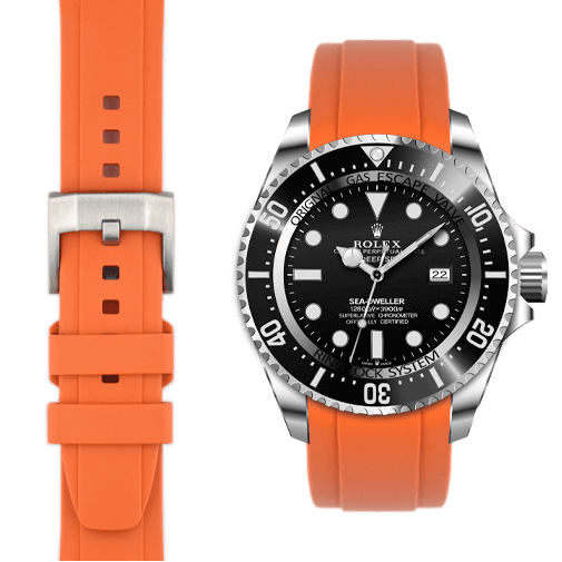 Curved End Rubber Strap for Rolex Deepsea with Tang Buckle