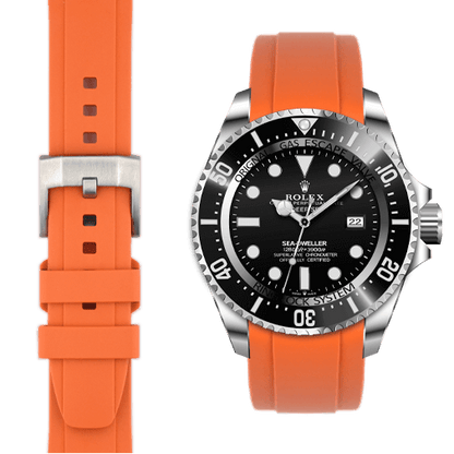 Curved End Rubber Strap for Rolex Deepsea with Tang Buckle