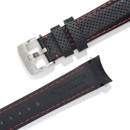 Curved End Racing Leather Strap for Rolex Yacht-Master with Tang Buckle