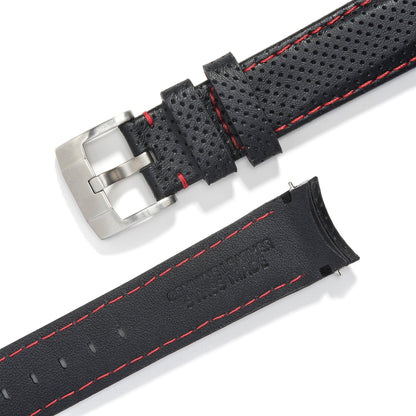 Curved End Racing Leather Strap for Rolex Daytona with Tang Buckle