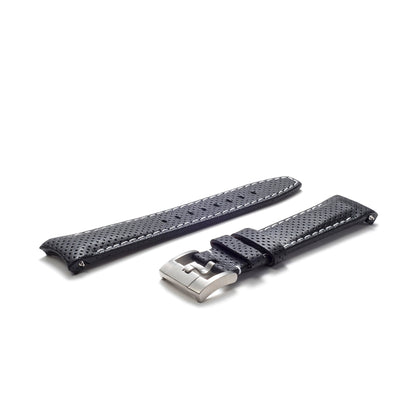 Curved End Racing Leather Strap for Rolex Ceramic Daytona with Tang Buckle