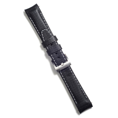 Curved End Racing Leather Strap for Rolex Ceramic Daytona with Tang Buckle