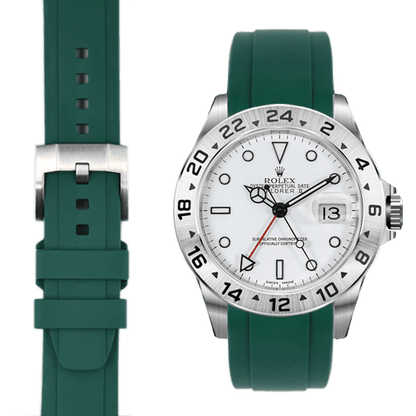 Curved End Rubber Strap for Rolex Explorer II with Tang Buckle