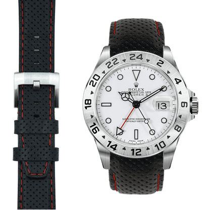 Curved End Racing Leather Strap for Rolex Explorer II with Tang Buckle