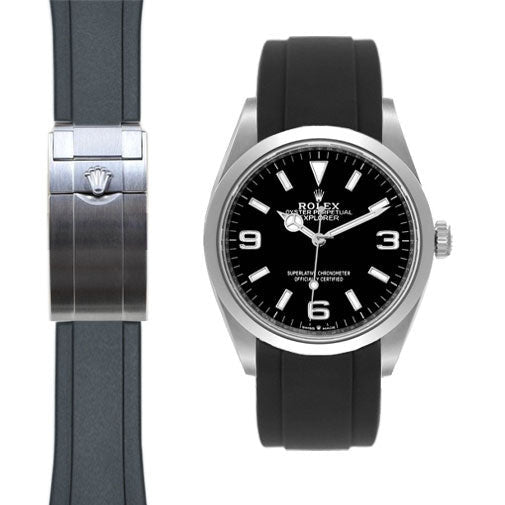 Curved End Rubber Strap for Rolex Explorer I 36mm Deployant (2021-Present)