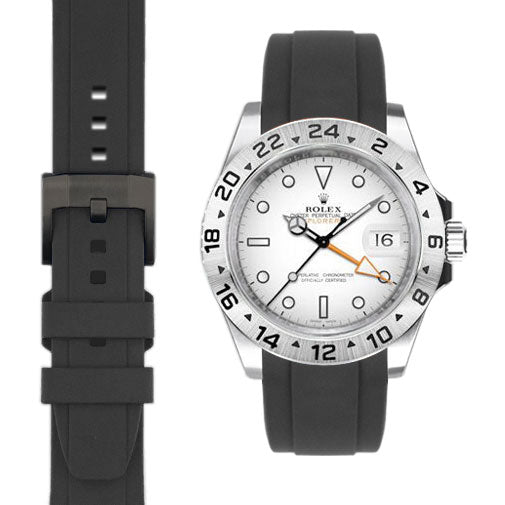 Curved End Rubber Strap for Rolex Explorer II 42mm with Tang Buckle (Produced between 2011-2020)