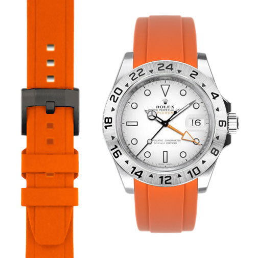 Curved End Rubber Strap for Rolex Explorer II 42mm with Tang Buckle (Produced between 2011-2020)