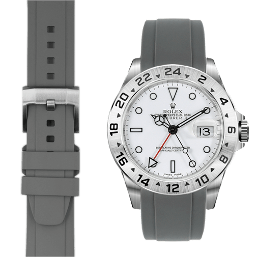 Curved End Rubber Strap for Rolex Explorer II with Tang Buckle