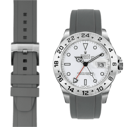 Curved End Rubber Strap for Rolex Explorer II with Tang Buckle