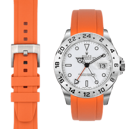Curved End Rubber Strap for Rolex Explorer II with Tang Buckle