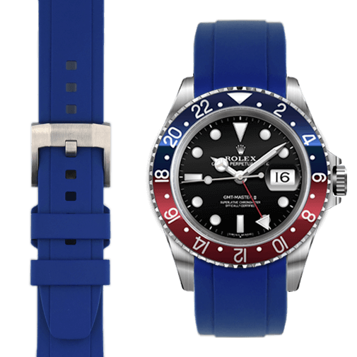 CURVED END RUBBER STRAP FOR ROLEX GMT MASTER I & II WITH TANG BUCKLE