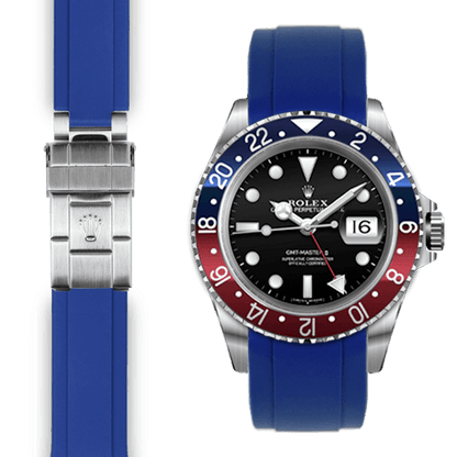 Curved End Rubber Strap for Rolex GMT Master I & II Deployant