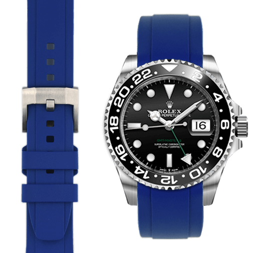 Curved End Rubber Strap for Rolex GMT Master II Ceramic with Tang Buckle