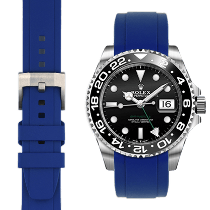 Curved End Rubber Strap for Rolex GMT Master II Ceramic with Tang Buckle