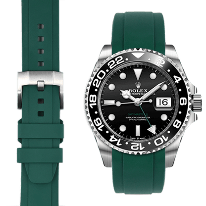 Curved End Rubber Strap for Rolex GMT Master II Ceramic with Tang Buckle