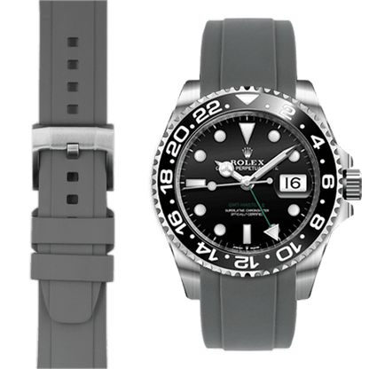 Curved End Rubber Strap for Rolex GMT Master II Ceramic with Tang Buckle