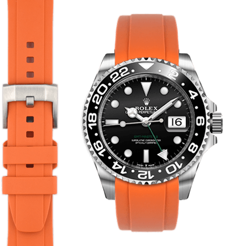 Curved End Rubber Strap for Rolex GMT Master II Ceramic with Tang Buckle