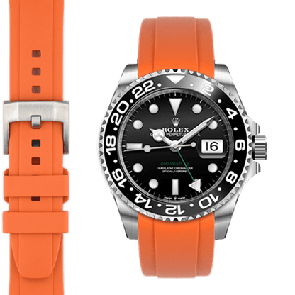 Curved End Rubber Strap for Rolex GMT Master II Ceramic with Tang Buckle
