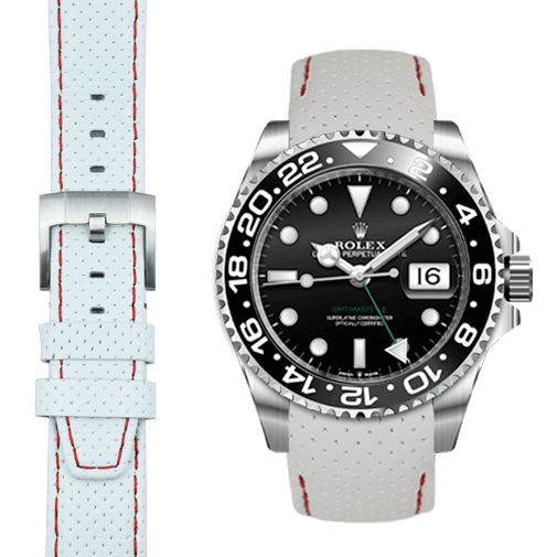 Curved End Racing Leather Strap for Rolex GMT Master II Ceramic with Tang Buckle
