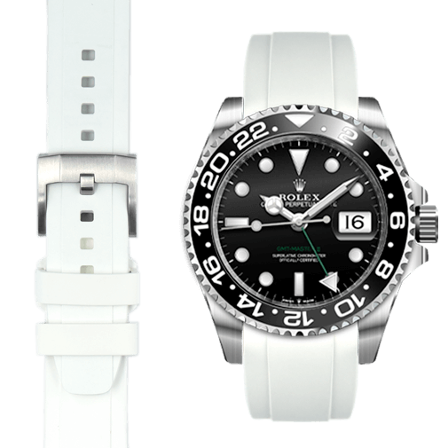 Curved End Rubber Strap for Rolex GMT Master II Ceramic with Tang Buckle