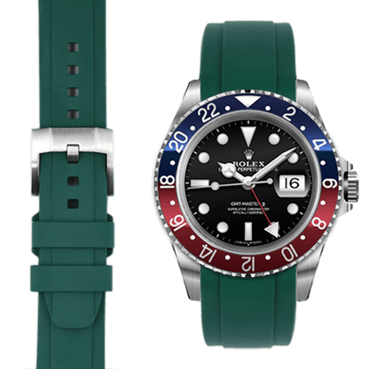 CURVED END RUBBER STRAP FOR ROLEX GMT MASTER I & II WITH TANG BUCKLE