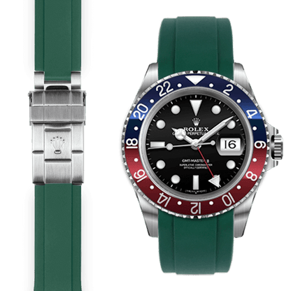Curved End Rubber Strap for Rolex GMT Master I & II Deployant