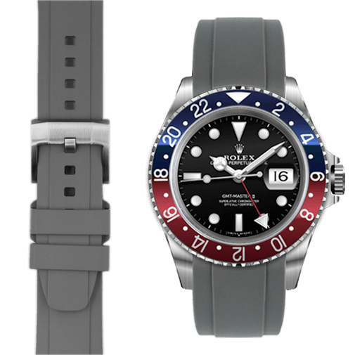 CURVED END RUBBER STRAP FOR ROLEX GMT MASTER I & II WITH TANG BUCKLE