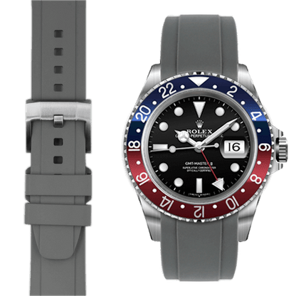 CURVED END RUBBER STRAP FOR ROLEX GMT MASTER I & II WITH TANG BUCKLE