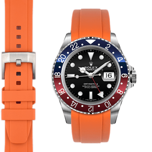 CURVED END RUBBER STRAP FOR ROLEX GMT MASTER I & II WITH TANG BUCKLE