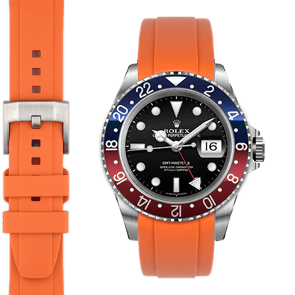 CURVED END RUBBER STRAP FOR ROLEX GMT MASTER I & II WITH TANG BUCKLE