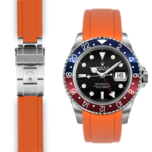 Curved End Rubber Strap for Rolex GMT Master I & II Deployant
