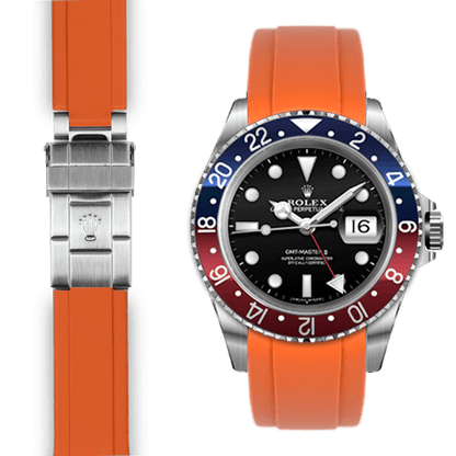 Curved End Rubber Strap for Rolex GMT Master I & II Deployant