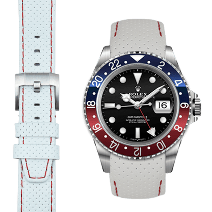 Curved End Racing Leather Strap for Rolex GMT Master I & II with Tang Buckle