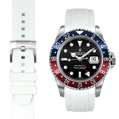 CURVED END RUBBER STRAP FOR ROLEX GMT MASTER I & II WITH TANG BUCKLE
