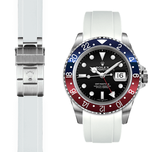 Curved End Rubber Strap for Rolex GMT Master I & II Deployant