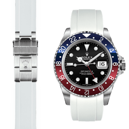 Curved End Rubber Strap for Rolex GMT Master I & II Deployant