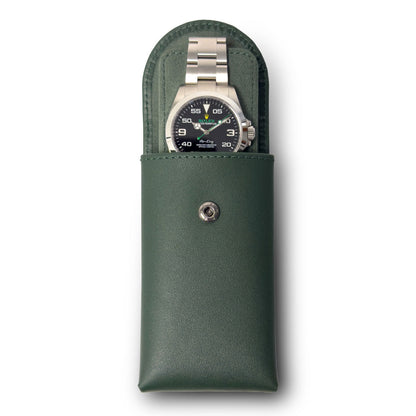 Luxury Calf Leather Watch Storage & Travel Pouch with Microfiber Interior