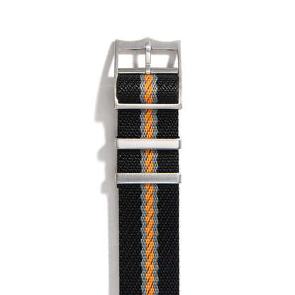 Everest Black, Gray, and Orange Single Pass Nylon Watch Band