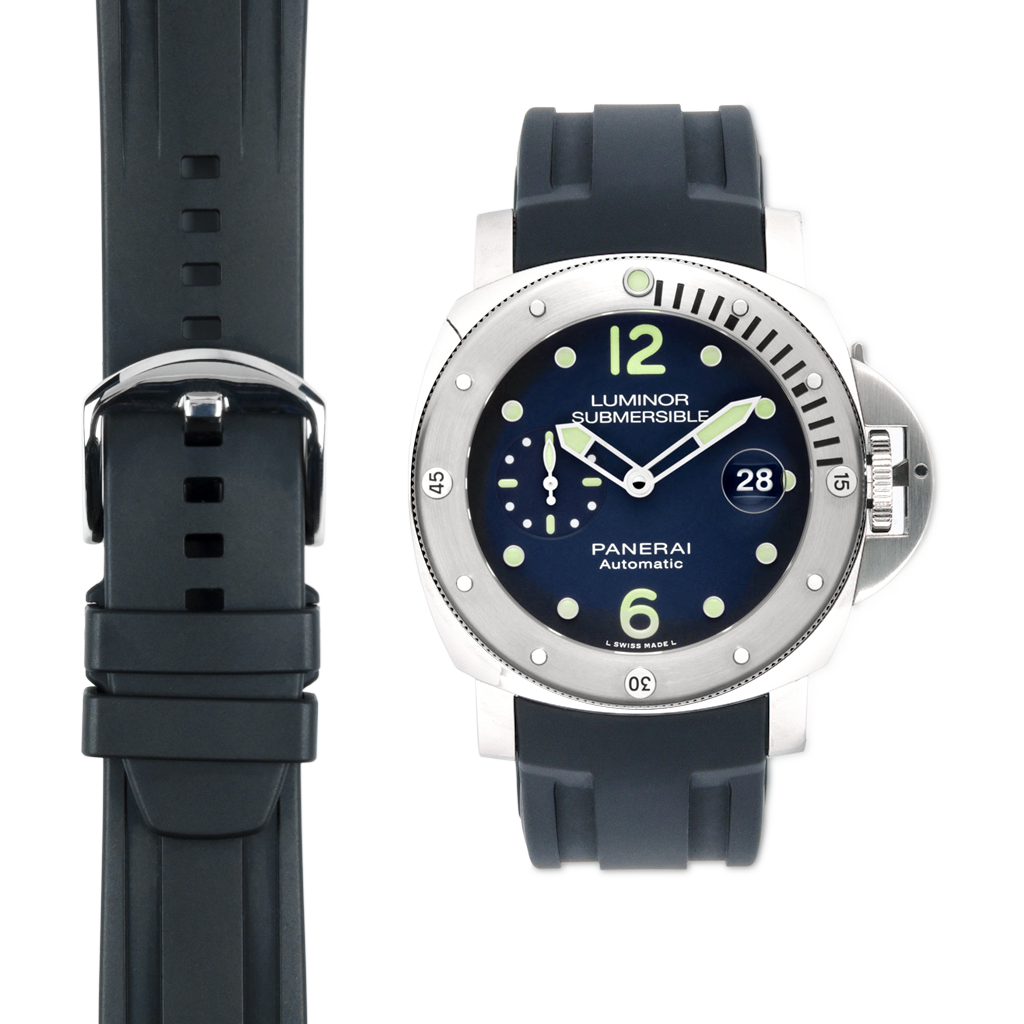 Curved End Rubber Strap for Panerai Luminor Submersible Models with Tang Buckle