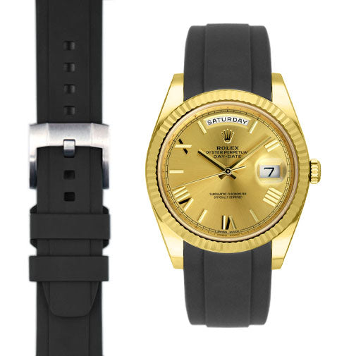 Curved End Rubber Strap for Rolex Day-Date 40mm with Tang Buckle