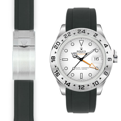 Curved End Rubber Strap for Rolex Explorer II 42mm Deployant (Produced between 2011-2020)