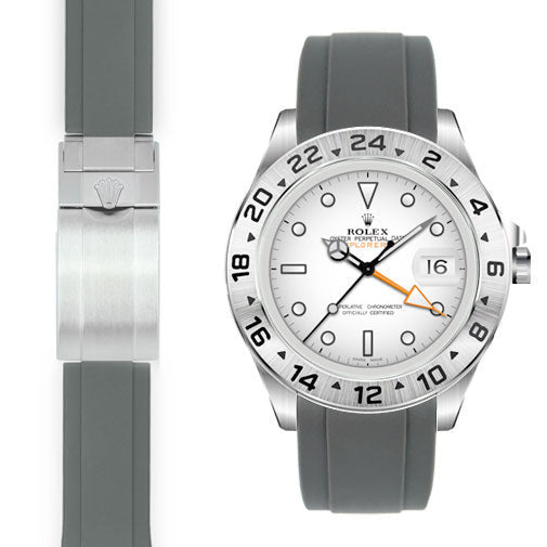 Curved End Rubber Strap for Rolex Explorer II 42mm Deployant (Produced between 2011-2020)