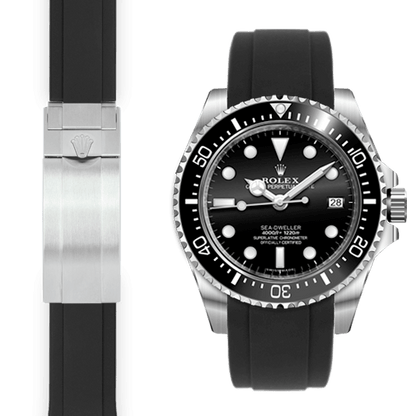Curved End Rubber Strap for Rolex Sea-Dweller 4000 Deployant