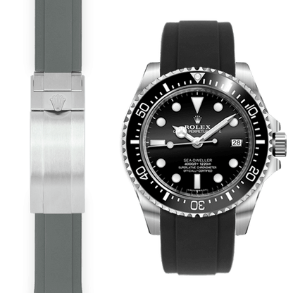 Curved End Rubber Strap for Rolex Sea-Dweller 4000 Deployant