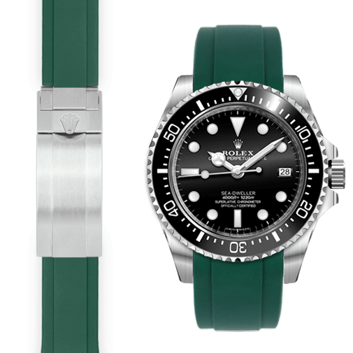 Curved End Rubber Strap for Rolex Sea-Dweller 4000 Deployant