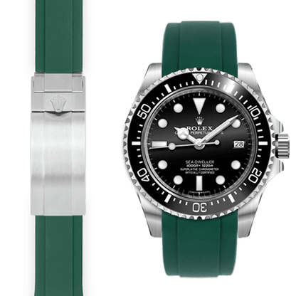 Curved End Rubber Strap for Rolex Sea-Dweller 4000 Deployant