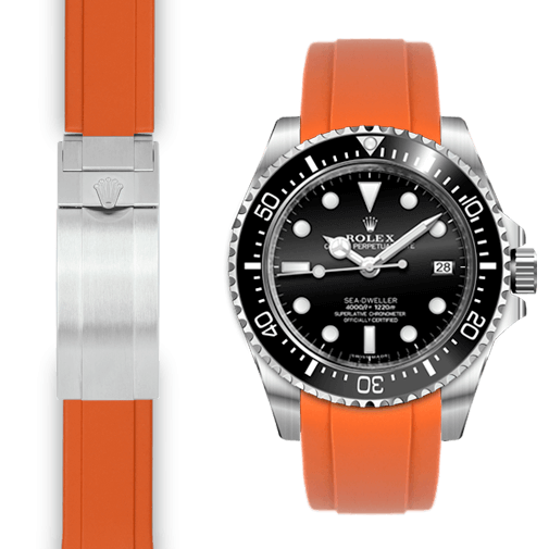 Curved End Rubber Strap for Rolex Sea-Dweller 4000 Deployant
